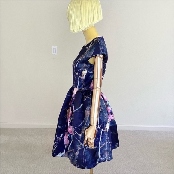 MSGM Duchesse Milan Blue Pink Roses Print Mini Party Dress 2/38 - Picture 3 of 11